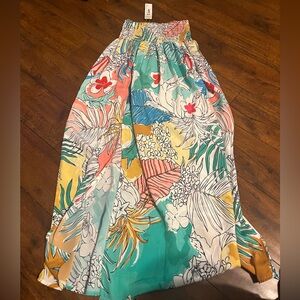 Coco + Carmen Tropical Maxi Skirt in Teal, Coral, Yellow, White